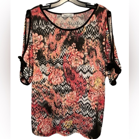 Hamilton | Floral Keyhole Sleeve Blouse NWOT - Picture 1 of 15